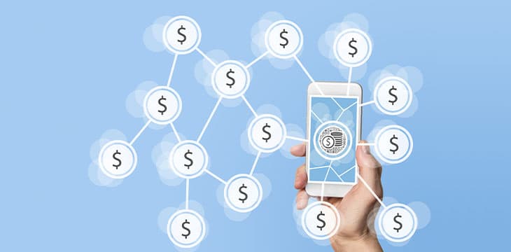 Mobile phone on a network of bitcoins